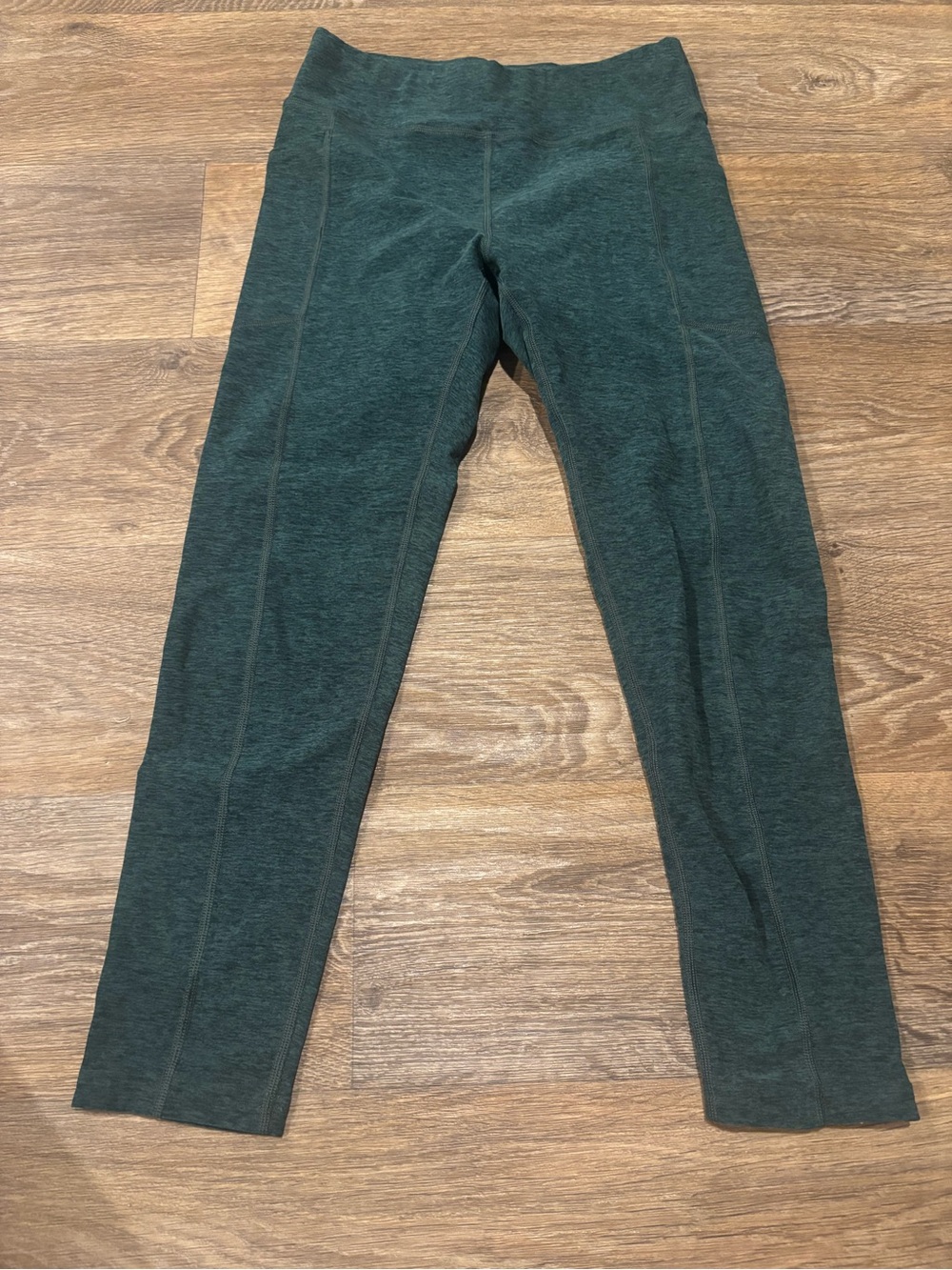 Oiselle Heathered Green Running Leggings Flatlock Seam Athletic Womens 4